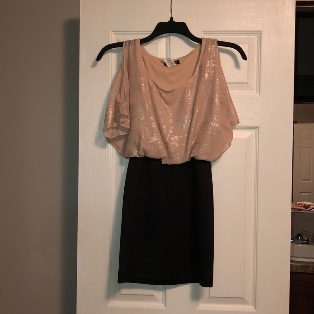 Beige and black dress